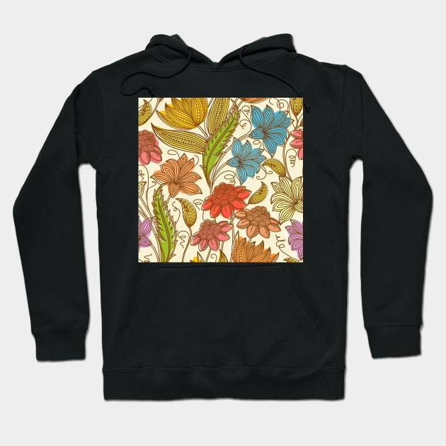Colorful floral outline pattern Hoodie by TheSkullArmy